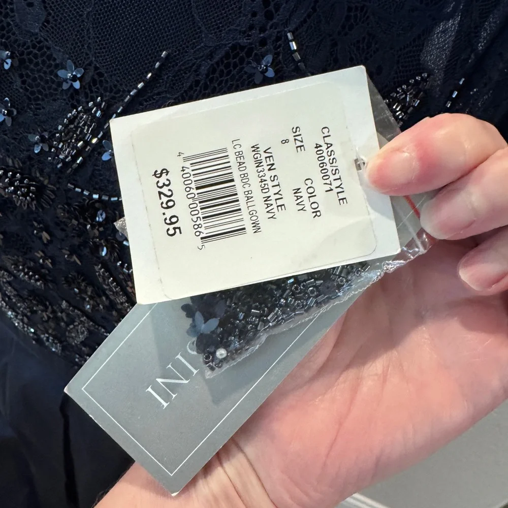 Oleg Cassini Navy Long Sleeve Dress - Picture 6 of 8